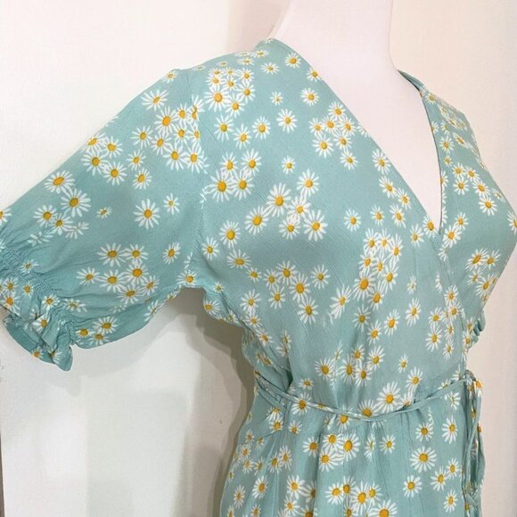 FAITHFULL THE BRAND MIRA BLUE DAISY FLORAL PRINT WRAP TASSEL DRESS - M - Picture 5 of 10